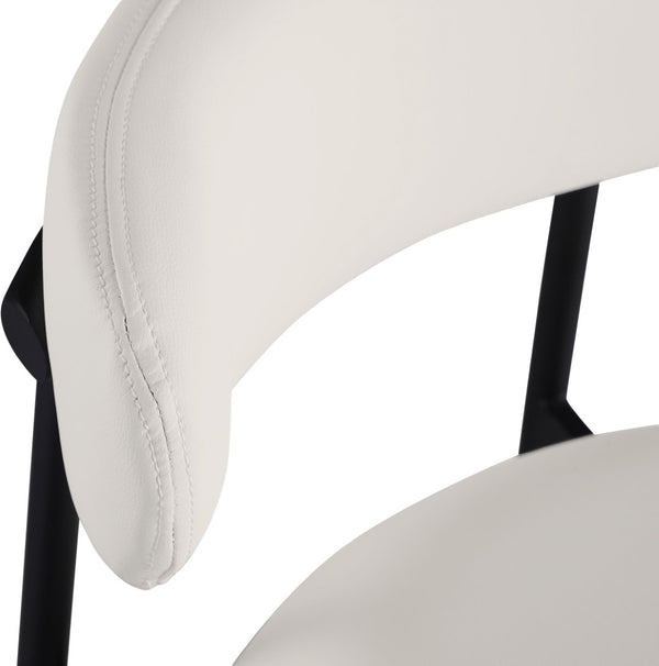 Meridian Furniture Lupita Vegan Leather Counter Stool with Metal Frame for Modern Kitchen Island or Bar Seating Off-White Style B 996White-C