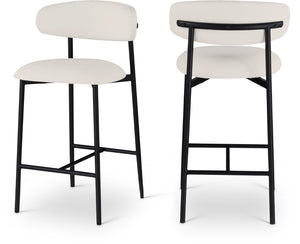 Meridian Furniture Lupita Vegan Leather Counter Stool with Metal Frame for Modern Kitchen Island or Bar Seating Off-White Style B 996White-C