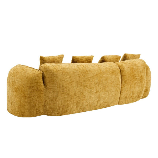 English Elm Yellow Chenille L-Shaped Sofa – Stylish, Space-Saving Comfort With 4 Throw Pillows For Any Room W3612S00019-GIGA