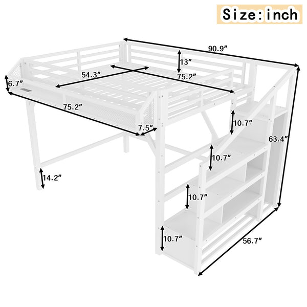 English Elm Twin House Frame Bed Pine Wood with Storage Drawers and Shelves for Kids Bedroom W1580S00411