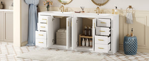 English Elm 72'' Bathroom Vanity With Ceramic Sink - Elegant Solid Wood Freestanding Set With Ample Storage & Soft-Close Doors N710SS00015K