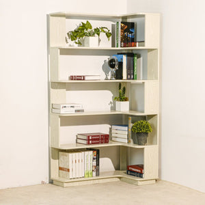 English Elm 90cm L-shaped Corner Bookcase Five Tier Mdf Open Shelving for Living Room Office W2899P444151