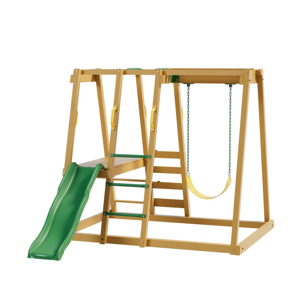 English Elm Epic Backyard Playset with Slide Dual Swings Sandbox and Fir Wood Frame W2992P246442