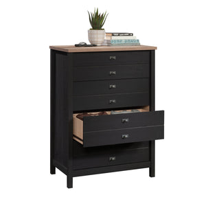 English Elm 4-Drawer Chest – Sleek Black Finish, Durable Engineered Wood, Contemporary Farmhouse Style, Easy Assembly B356P402626