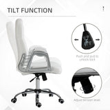 English Elm Vinsetto Home Office Chair, Velvet Computer Chair, Button Tufted Desk Chair With Swivel Wheels, Adjustable Height, and Tilt Function, White