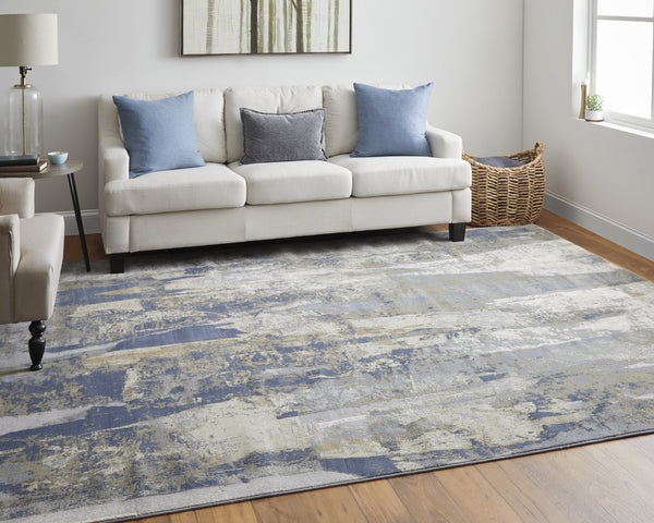 Feizy Rugs Clio High-end Inspired Abstract Area Rug - Luxurious Machine-made Design For Modern Homes Blue,Gray,Tan Polypropylene Clo39k6fblugryj00