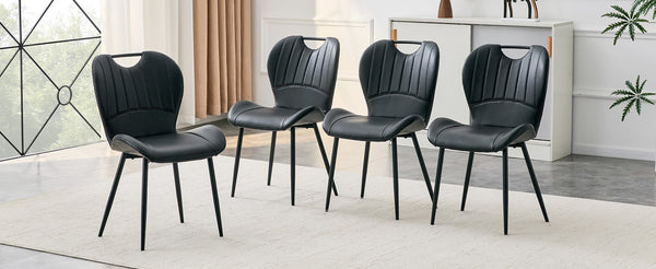 English Elm Set of 4 Olive Fabric Dining Chairs Ergonomic Cushion Black Steel Frame Modern Black W1151P454886