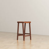 English Elm Ashcroft Furniture - James Mid-Century Modern Genuine Tan Leather 24.5" Counter Stool