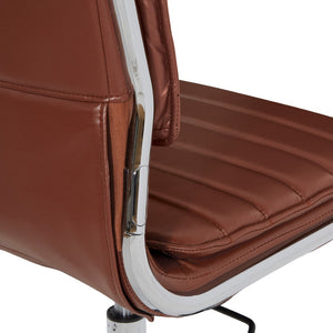 OSP Home Furnishings Armless Mid-back Faux Leather Office Chair with Lumbar Support and Chrome Base Saddle SPX23592C-U41
