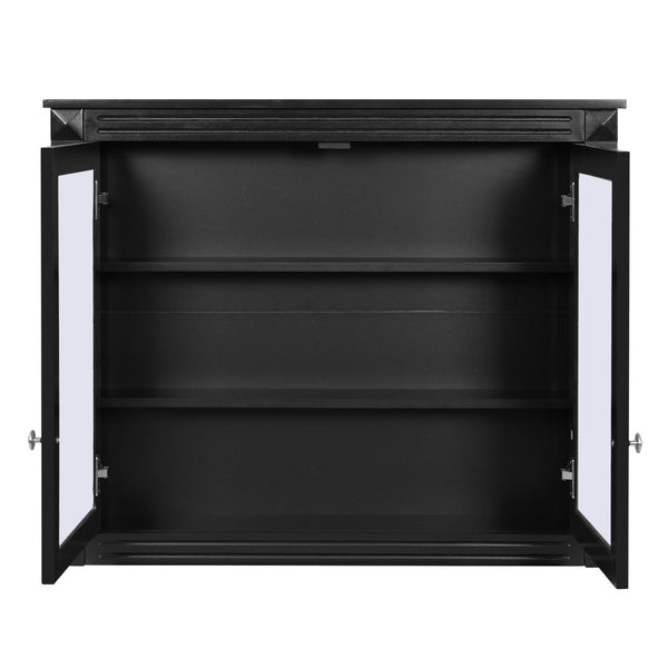 English Elm 36'' Wall Mounted Medicine Cabinet with Dual Mirrors Soft Close Doors Bathroom Storage Black N710P371186B