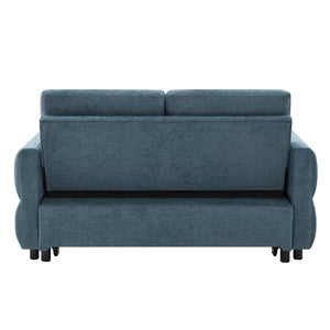 English Elm Convertible Chenille Sleeper Loveseat with Usb Ports and Reclining Backrest for Small Spaces Blue N719P390439C