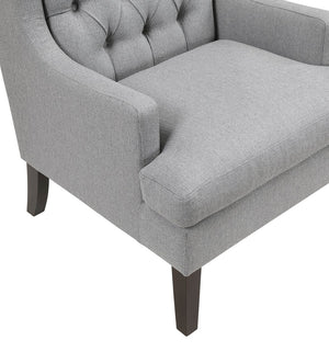 English Elm 1Pc Accent Chair - Elegant Button-Tufted Gray Fabric Upholstery With Plush Foam Cushion For Comfort B011P287709
