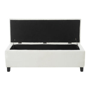 English Elm Ottoman Storage Bench Boucle Tufted Upholstered with Rubberwood Legs Bedroom Entryway N779P369512W