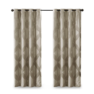 JLA Home SunSmart - Ogee SunSmart Knitted Jacquard Blackout Panel with Foamback for Total Darkness, Noise & Energy Savings Taupe SS40-0120