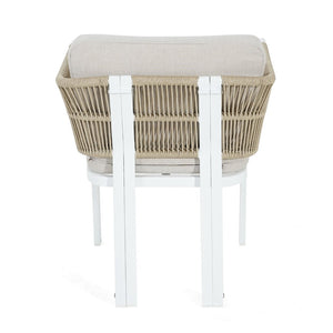English Elm Outdoor Woven Rattan Aluminum Dining Chairs Set of 2 Coastal Patio Seating Beige,White N779P368549W
