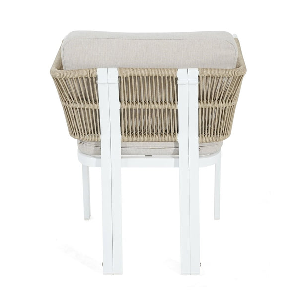 English Elm Outdoor Woven Rattan Aluminum Dining Chairs Set of 2 Coastal Patio Seating Beige,White N779P368549W