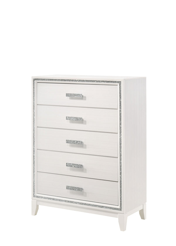 English Elm Haiden Weathered Black Finish Dresser with Six Spacious Drawers, Silver Trim Accent and Durable Craftsmanship White 49 L x 20 W x 39 H B2726P261902