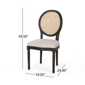 English Elm Christopher Knight Home® - DININGCHAIR Handcrafted Wicker & Fabric Dining Chair Set with Padded Seat, Rubberwood Frame Elegance Beige 65164.00BGE