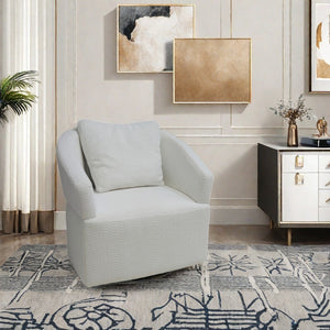 English Elm Modern 360 Degree Swivel Sofa Chair - Beige Velvet Accent, High-Back, Solid Wood Frame, 350lb Capacity W1183P254690