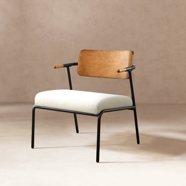 English Elm Jennifer Taylor Home - Kelvin Cream Upholstered Accent Arm Chair with Black Metal Frame, Mid-Back, Compact Comfort B2719P328582