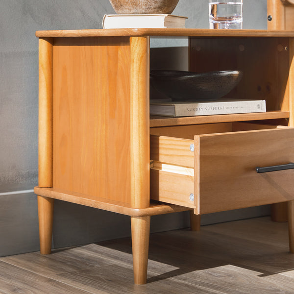 Spindle Mid-century Modern Nightstand with Drawer and Open Cubby for Stylish Storage Solutions