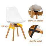 English Elm Modern Chairs Can Rotate 360 Degrees. The Backrest Is Made Of Pet Material, The Seat Cushion Is Made Of Pu Material, and The Support Legs Are Made Of Oak. (Set Of 4)