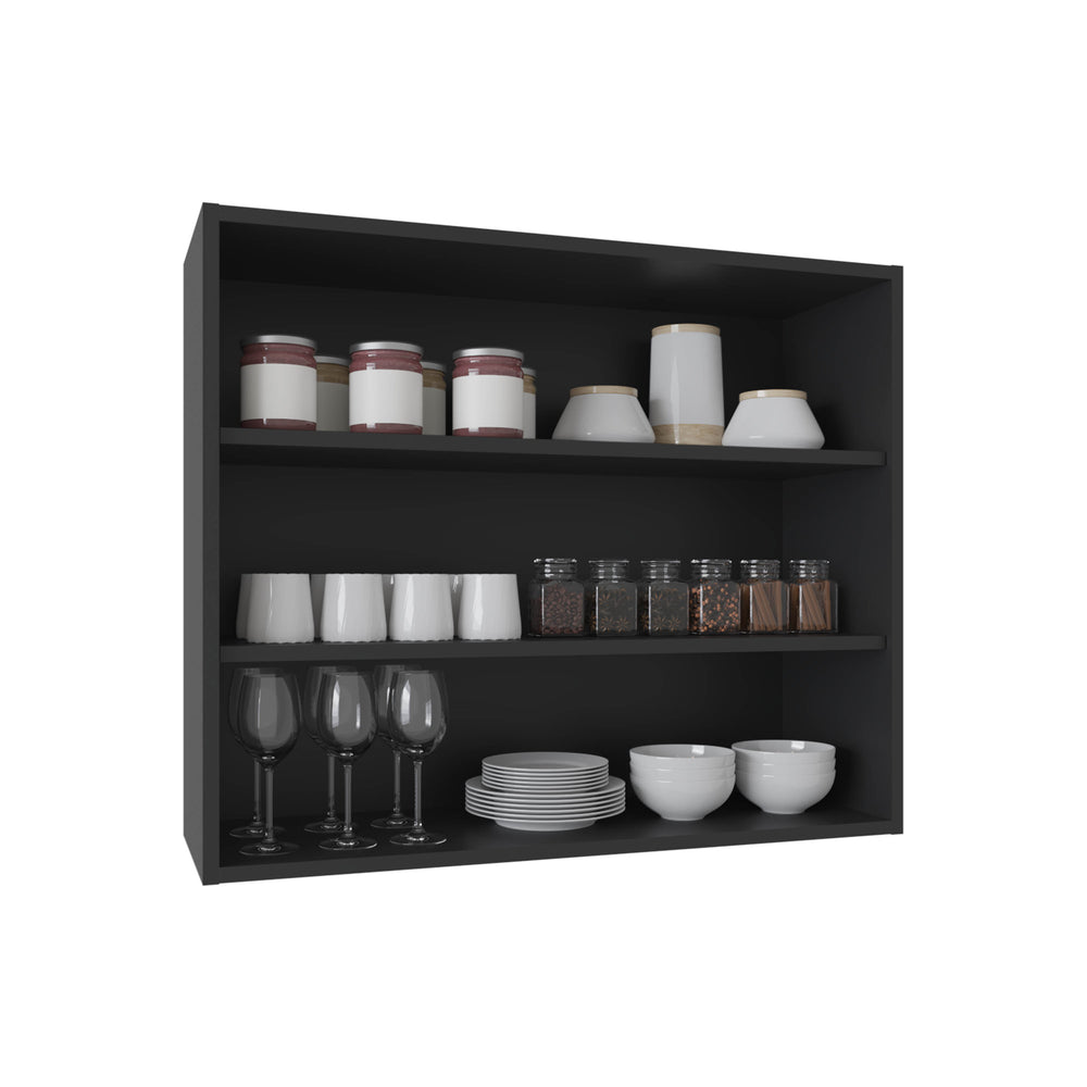 English Elm Wall Smokey Gray Shelf with Door and 3 Shelves for Bar or Living Space — Compact, Durable, Stylish Black 37.01 L x 30.71 W x 3.54 H B097P250902
