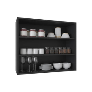 English Elm Wall Smokey Gray Shelf with Door and 3 Shelves for Bar or Living Space — Compact, Durable, Stylish Black 37.01 L x 30.71 W x 3.54 H B097P250902