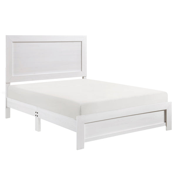 English Elm White Twin Panel Bed with 3D Printed Paper Veneer Rustic-Modern Design, Easy Bed-in-a-Box Assembly White 66.75 L x 33.5 W x 6 H B011P248609