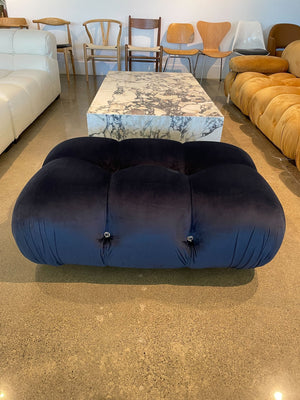 English Elm Bubble Midnight Blue Velvet Sofa Ottoman with Layered Foam Comfort, Solid Wood Legs & Carabiners B353P348944