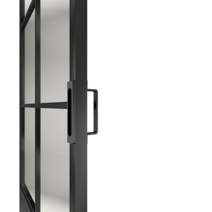 English Elm 30 in Matte Black Steel Sliding Barn Door Frosted Glass Privacy Panel with Hardware B2763P483191