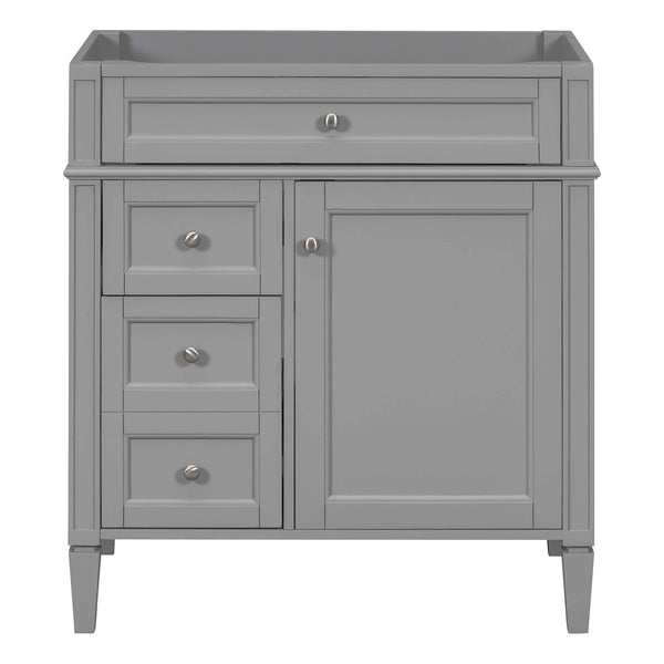 English Elm 30'' Modern Bathroom Vanity Cabinet with Roman Legs, 3 Drawers, Adjustable Shelf, Tip-Out Drawer, Durable MDF/Solid Wood Gray N710P236988E