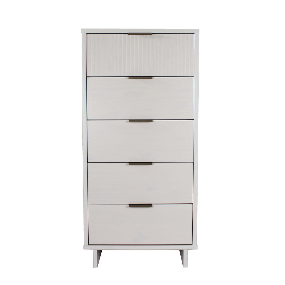 English Elm Granville 24" White 5-Drawer Chest With Gold Hardware – Elegant Storage & Modern Glam Design B365S00068