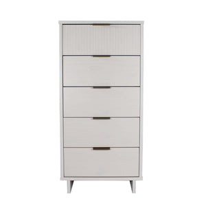 English Elm Granville 24" White 5-Drawer Chest With Gold Hardware – Elegant Storage & Modern Glam Design B365S00068