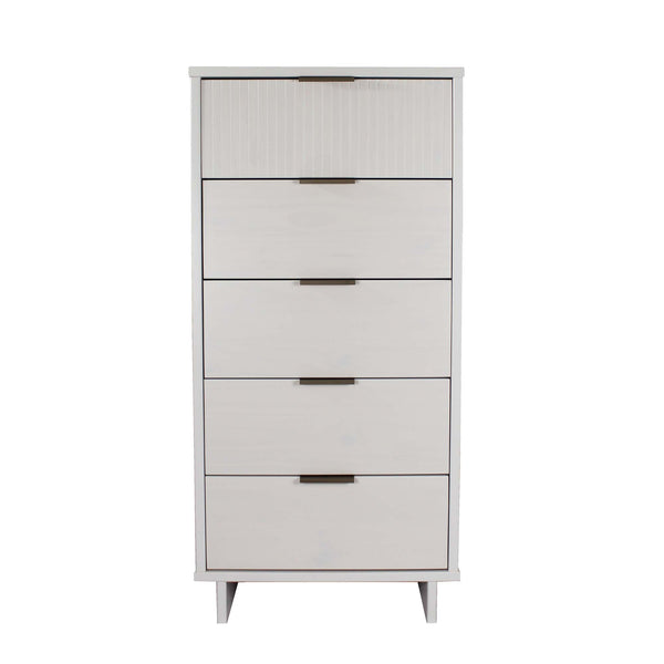English Elm Granville 24" White 5-Drawer Chest With Gold Hardware – Elegant Storage & Modern Glam Design B365S00068