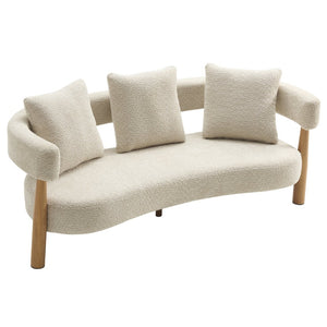 English Elm Luxe Curved Boucle Three Seat Sofa with Arc Backrest and Tapered Legs for Modern Living N773P342182S