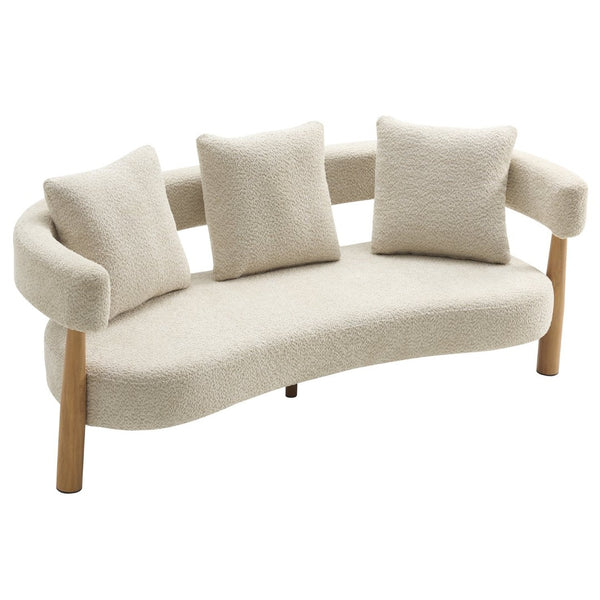 English Elm Luxe Curved Boucle Three Seat Sofa with Arc Backrest and Tapered Legs for Modern Living N773P342182S
