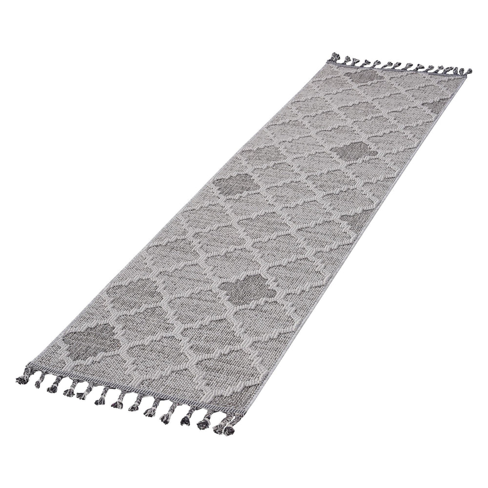 English Elm Loom Trellis Area Rug 2X8 - Stylish White/Grey Design For Indoor/Outdoor Use, Family & Pet Friendly B335P289605