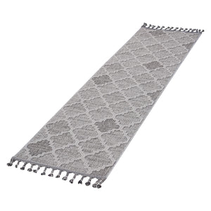 English Elm Loom Trellis Area Rug 2X8 - Stylish White/Grey Design For Indoor/Outdoor Use, Family & Pet Friendly B335P289605