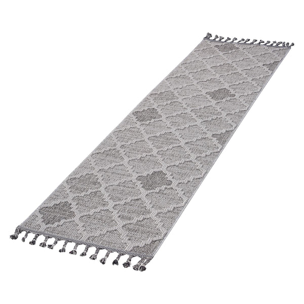 English Elm Loom Trellis Area Rug 2X8 - Stylish White/Grey Design For Indoor/Outdoor Use, Family & Pet Friendly B335P289605