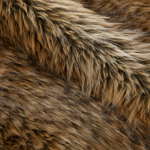 English Elm 1-piece Oversized Faux Fur Throw Bobcat Print Plush Velvet Backed Cozy Sofa Blanket Brown B035P408338