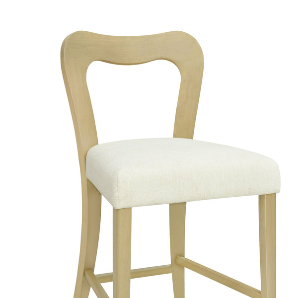 English Elm Christopher Knight Home® - Counter Stool with Curved Ergonomic Back, Solid Rubberwood Frame and Plush Upholstered Seat for Comfort Beige,Natural Ash N771P254008A