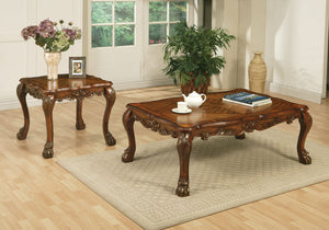 English Elm Cherry Oak End Table - Elegant Claw Leg Design With Scalloped Top & Floral Motifs For Timeless Charm B062P209072