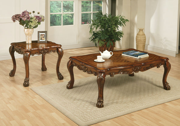 English Elm Cherry Oak End Table - Elegant Claw Leg Design With Scalloped Top & Floral Motifs For Timeless Charm B062P209072