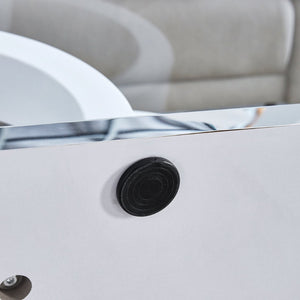 English Elm Contemporary Glass Top Coffee Table with Dual Circle White Mdf Base for Living Room W3875P397147