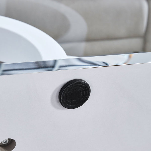 English Elm Contemporary Glass Top Coffee Table with Dual Circle White Mdf Base for Living Room W3875P397147