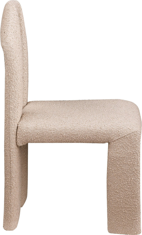 Meridian Furniture Bennett Upholstered Dining Chair with Geometric Silhouette and Ergonomic Seat for Modern Rooms Beige Boucle Fabric 997Beige-C
