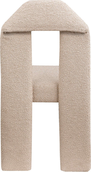 Meridian Furniture Bennett Upholstered Dining Chair with Geometric Silhouette and Ergonomic Seat for Modern Rooms Beige Boucle Fabric 997Beige-C