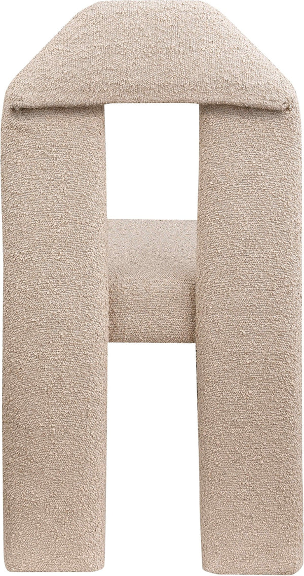 Meridian Furniture Bennett Upholstered Dining Chair with Geometric Silhouette and Ergonomic Seat for Modern Rooms Beige Boucle Fabric 997Beige-C