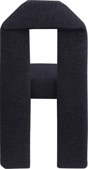 Meridian Furniture Bennett Upholstered Dining Chair with Geometric Silhouette and Ergonomic Seat for Modern Rooms Black Boucle Fabric 997Black-C